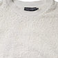 Dolce & Gabbana White Cotton Fleece Crew Neck Sweater