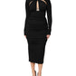Dolce & Gabbana Black Long Sleeves Sheath Midi Dress