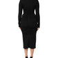 Dolce & Gabbana Black Long Sleeves Sheath Midi Dress