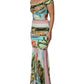 Dolce & Gabbana Multicolor Off Shoulder Long Sheath Dress