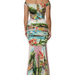 Dolce & Gabbana Multicolor Off Shoulder Long Sheath Dress