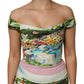 Dolce & Gabbana Multicolor Off Shoulder Long Sheath Dress