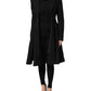 Les Hommes Black Polyester Single Breasted Trench Coat Jacket