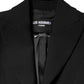 Les Hommes Black Polyester Single Breasted Trench Coat Jacket