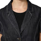Escada Black Cotton Blend Denim Top Skirt Casual Set