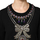 Dolce & Gabbana Black Cashmere Crystal Embellished Sweater