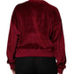 Dolce & Gabbana Red Cotton Velvet Crew Neck Pullover Sweater