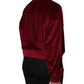 Dolce & Gabbana Red Cotton Velvet Crew Neck Pullover Sweater