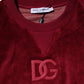 Dolce & Gabbana Red Cotton Velvet Crew Neck Pullover Sweater