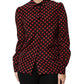 Dolce & Gabbana Black Red Polka Dot Silk Long Sleeves Top