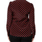 Dolce & Gabbana Black Red Polka Dot Silk Long Sleeves Top