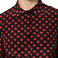 Dolce & Gabbana Black Red Polka Dot Silk Long Sleeves Top