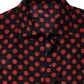 Dolce & Gabbana Black Red Polka Dot Silk Long Sleeves Top