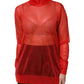 Dolce & Gabbana Red Tulle Turtleneck Long Sleeve Blouse Top