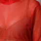 Dolce & Gabbana Red Tulle Turtleneck Long Sleeve Blouse Top