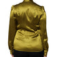 Dolce & Gabbana Green Ascot Collar Long Sleeves Blouse Top