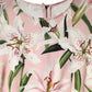 Dolce & Gabbana Pink Lily Print Viscose Round Neck Blouse Top