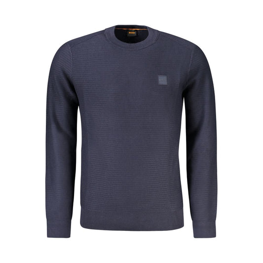 Hugo Boss Blue Cotton Men Sweater Mens Sweater