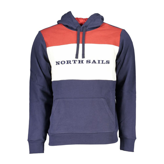 North Sails Blue Cotton Men Sweater with Hood Mens Sweater