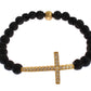 Nialaya Elegant Gold & Black Lava Stone Bracelet