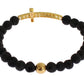 Nialaya Elegant Gold & Black Lava Stone Bracelet