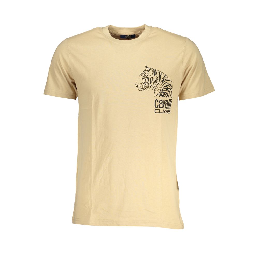 Cavalli Class Beige Cotton T-Shirt Mens T-Shirt
