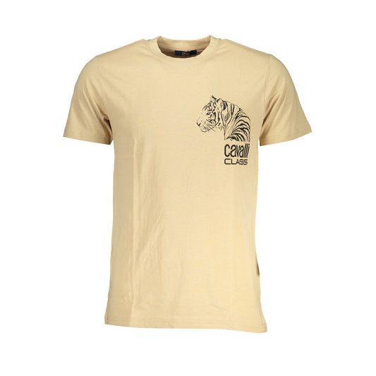 Cavalli Class Beige Cotton T-Shirt Mens T-Shirt