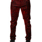 Dolce & Gabbana Red Leopard Print Cotton Skinny Denim Jeans