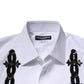 Dolce & Gabbana White GOLD Embellished Formal Men Dress Shirt