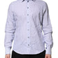 Dolce & Gabbana White Blue Striped Cotton Dress Formal Shirt