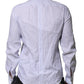 Dolce & Gabbana White Blue Striped Cotton Dress Formal Shirt