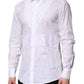 Dolce & Gabbana White Cotton Ruffled Detailing Formal Shirt