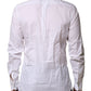 Dolce & Gabbana White Cotton Ruffled Detailing Formal Shirt