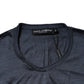 Dolce & Gabbana Dark Blue Silk Crew Neck Sweatshirt Sweater