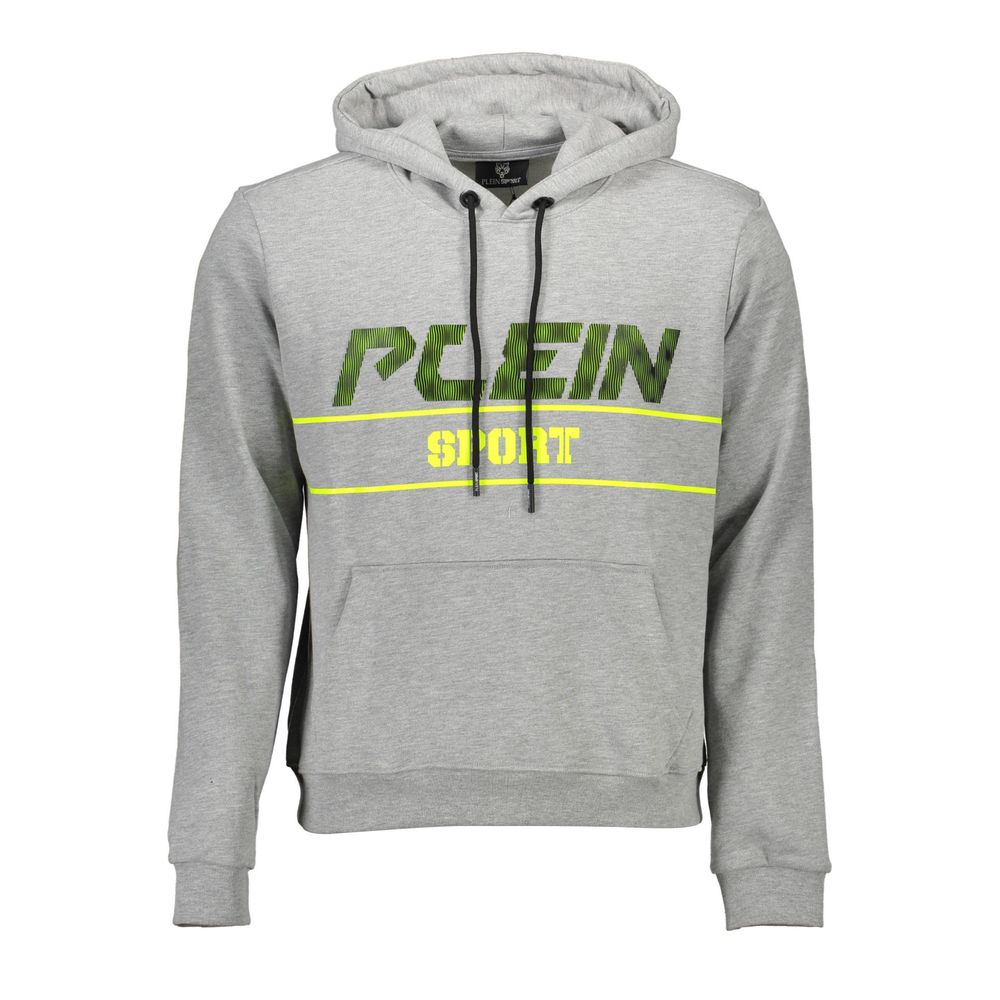Plein Sport Gray Cotton Men's Hooded Sweater Mens Sweater