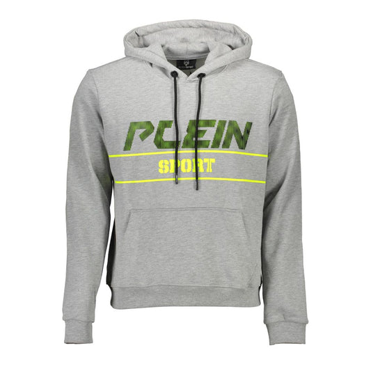 Plein Sport Gray Cotton Men's Hooded Sweater Mens Sweater