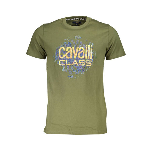 Cavalli Class Green Cotton T-Shirt Mens T-Shirt