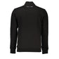 La Martina Black Cotton Men Sweater with Central Pockets and Zip Mens Sweater