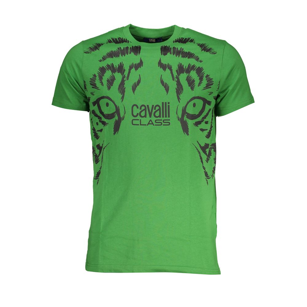 Cavalli Class Green Cotton T-Shirt Mens T-Shirt