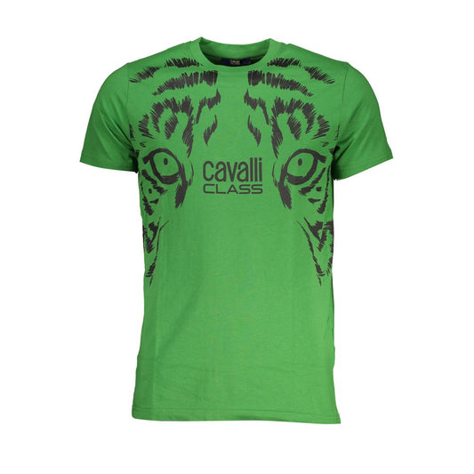 Cavalli Class Green Cotton T-Shirt Mens T-Shirt