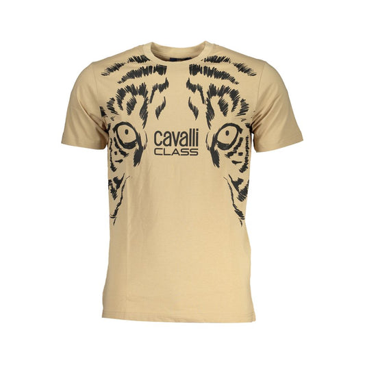 Cavalli Class Beige Cotton T-Shirt Mens T-Shirt