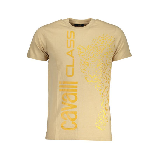 Cavalli Class Beige Cotton T-Shirt Mens T-Shirt