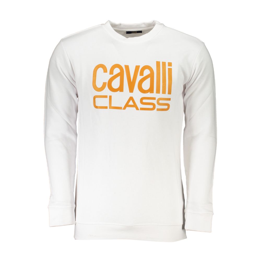Cavalli Class White Cotton Men Sweater Mens Sweater
