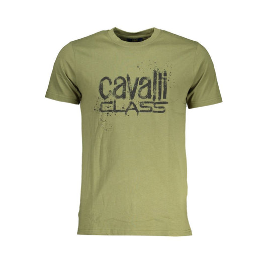 Cavalli Class Green Cotton T-Shirt Mens T-Shirt