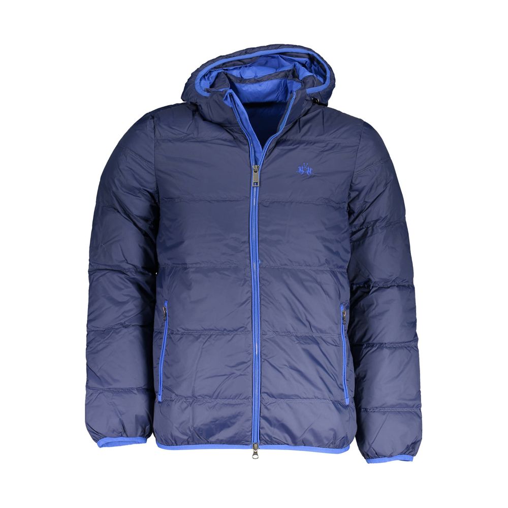 La Martina Blue Polyamide Men Jacket Mens Jacket