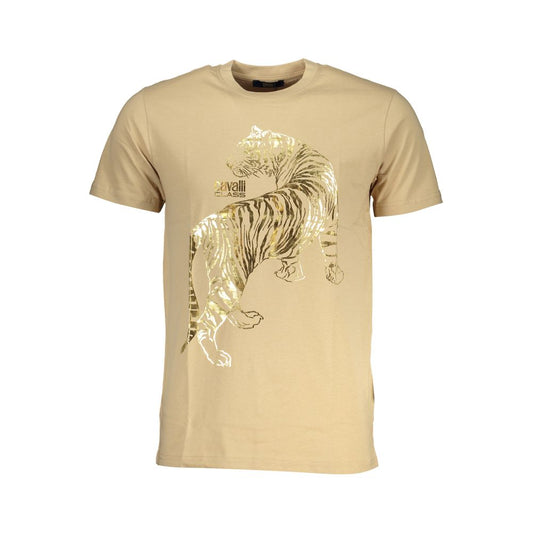 Cavalli Class Beige Cotton T-Shirt Mens T-Shirt