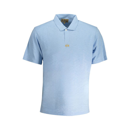 La Martina Light Blue Cotton Men Polo Shirt Mens T-Shirt