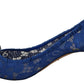 Dolce & Gabbana Blue Lace Crystal Ballet Pumps Shoes
