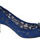 Dolce & Gabbana Blue Lace Crystal Ballet Pumps Shoes