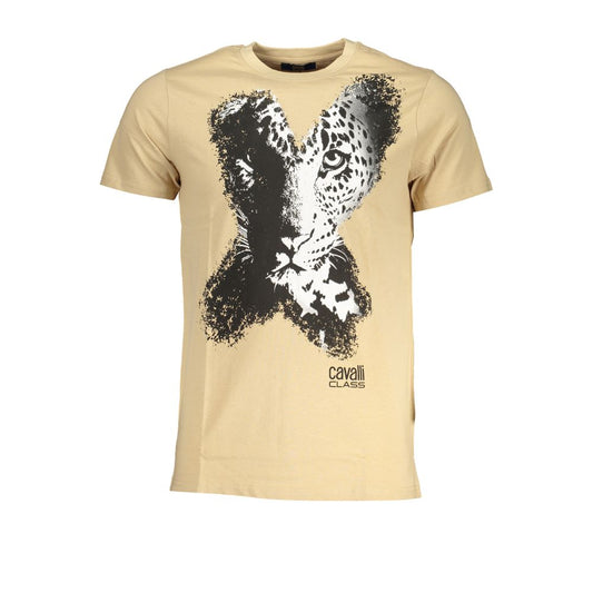 Cavalli Class Beige Cotton T-Shirt Mens T-Shirt
